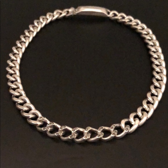 GUNMETAL CRYSTALS IN SILVER PLATED CHAIN LINK - Picture 3 of 8